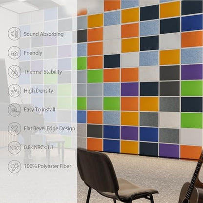 12Pack Rectangle Acoustic Panels Self Adhesive Sound Proof Foam(Snow White)