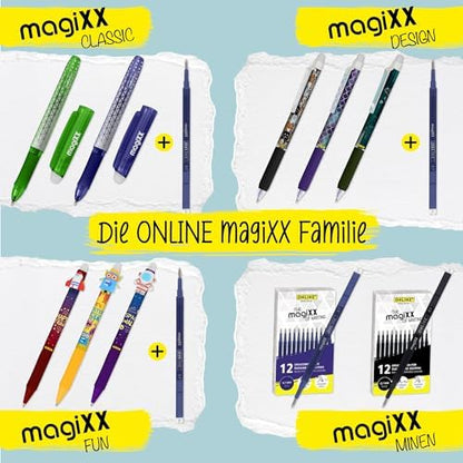 Online magiXX Shiny Dreams Erasable Gel Pen Blue Erasable with 0.7 mm Line Width I Rollerball Pen for Learning to Write, Office I Erasable Pen Set I Erasable Ballpoint Pen Student