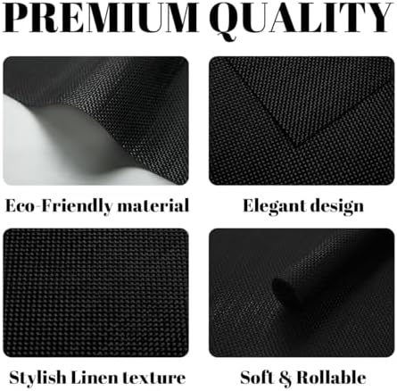 Placemats Set of 8 Vinyl/Plastic Woven Place Mats for Kitchen Table Indoor/Outdoor Washable Placemat Wipeable Dining Table Mats (Full Black,8)