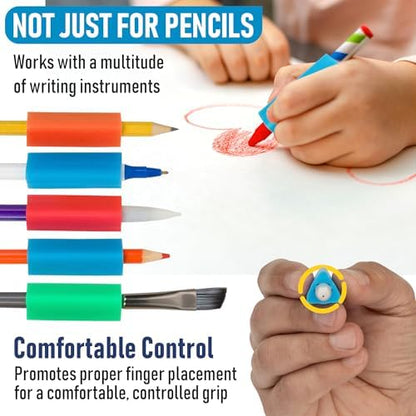 The Pencil Grip- Classic Triangle Grip, Pencil Holder, Ergonomic Writing Aid, Pencil Grips for Kids Handwriting, Perfect for Right or Left Handed Users, Assorted Colors, Pack of 48