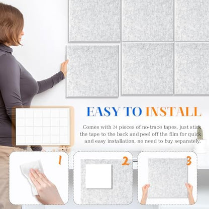 DOLLAR BOSS Felt Cork Board Tiles 48"x36" Bulletin Board, 12 Pcs Light Grey