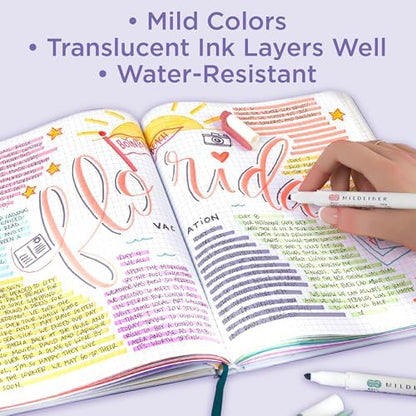 Zebra Pen MILDLINER Highlighter, Neutral and Gentle Colors, Dual Tip, 10-Pk