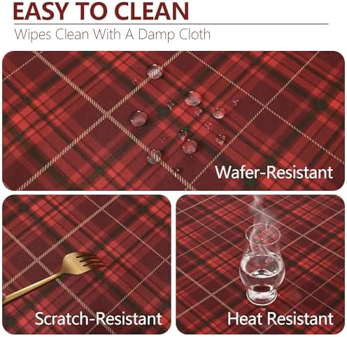 DWCN Christmas Checkered Tablecloth, 60 x 84 Inch, Rectangular, Red