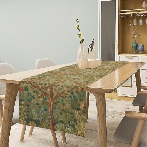 William Morris Tree of Life Table Runner Vintage Flowers Table Runner for Dining Table Decor 13 x 60 Inch