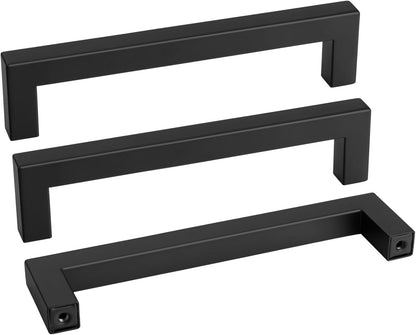 goldenwarm 45 Pack 6-1/4INCH Black Square Bar Cabinet Pull Drawer Handle Stainless Steel Modern Hardware for Kitchen and Bathroom Cabinets Cupboard,Center to Center 160mm Kitchen Cupboard Handles