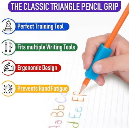 The Classics 12-Pack Triangle Pencil Grips, Assorted Bright Colors, 1.75-Inch Long (TPG-16212)
