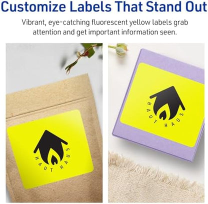 Avery Printable Rectangle Labels, Sure Feed Technology, 5" x 3-1/2", Neon Yellow Labels, Laser/Inkjet Printable, 160 Total, Great for Shipping and Packaging