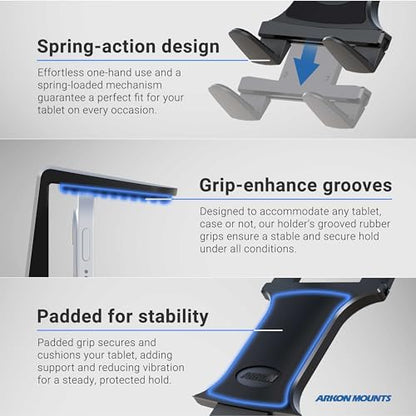 ARKON Mounts Heavy-Duty Tablet Mount, Permanent Drill Base AMPS Mount for Vehicles, Fleet, Desks & Workstations, Fits iPad, Samsung Galaxy Tab & Tablets 7"-18.4"