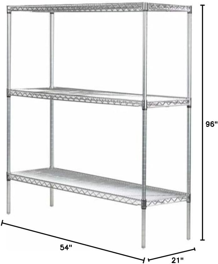 Omega 21" Deep x 54" Wide x 96" High 3 Tier Chrome Starter Shelving Unit