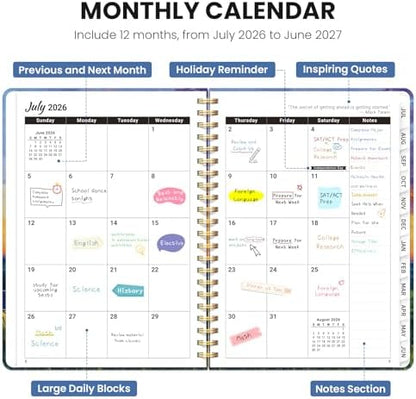 Large Planner 2026-2027, A4 (8.5" x 11") Hardcover Weekly & Monthly Planner July 2026 - June 2027 with Monthly Tabs, Academic Planner for School, Work and Office, Golden Horizon
