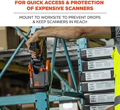 Ergodyne Squids 5543 Barcode Scanner Holder Equipment Mount for Gun Grip Mobile Computers, Handheld Bar Code Scanners, Fastener Straps to Attach to Forklift Gray Small