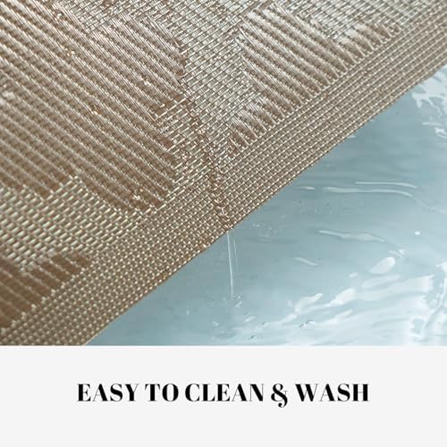 Placemats Set of 4 Vinyl/Plastic Woven Place Mats for Kitchen Table Indoor/Outdoor Washable Placemat Wipeable Dining Table Mats (Dark Brown Clover,4)