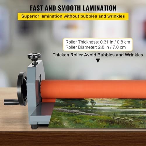 VEVOR 39 Inch Cold Laminator Machine 10mm Manual Vinyl Photo Film Cold laminator Hand Crank Pressure Cold Roll laminator（39Inch