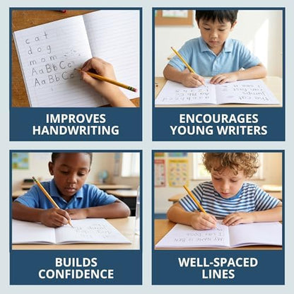 Roaring Spring Composition Notebooks, 5-Pack, Grade 2 Ruled, 50 Sheets 15# White Paper, 9.75"x7.75", Designed for Grade 2 Classes, Practicing Writing & Penmanship, Blue Marble Flexible Cover