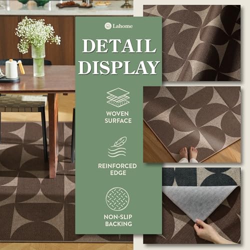 Lahome Semi Circle Easy Jute Rugs for Entryway, Tan 3x5 Washable Rug