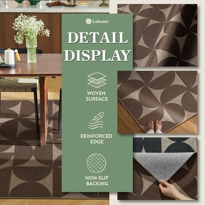 Lahome Semi Circle Easy Jute Rugs for Entryway, Tan 3x5 Washable Rug