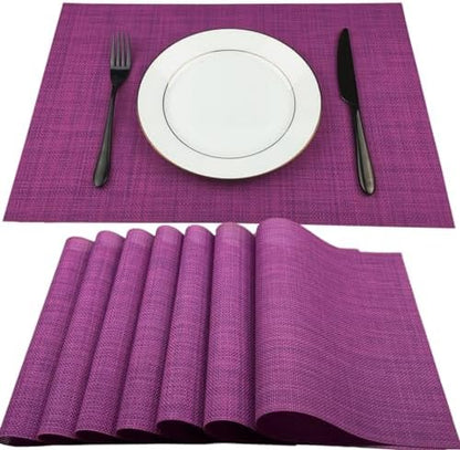 WAZAIGUR Placemats Crisscross Woven Vinyl Place Mats Set of 8 Purple