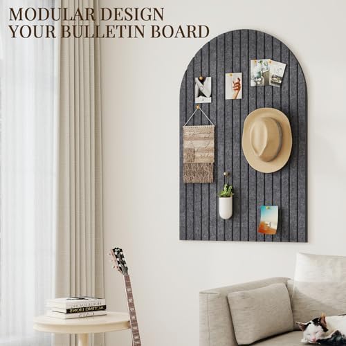 JBER Arched Cork Board Alternative 36" x 24", 6 Pack, Dark Gray