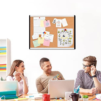 Amazon Basics Cork Bulletin Board, 23" x 17", Lightweight, Easy to Mount, Aluminum/Plastic Frame
