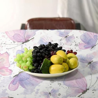 Purple Butterfly Tablecloth, Watercolor Pink Butterfly Abstract Cartoon Print Table Cloth for Farmhouse Kitchen Dinning Room Picnic Parties Home Decor 60x110in