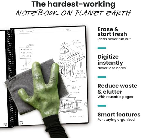 Rocketbook Core Reusable Smart Notebook, Letter Size 8.5x11, Green