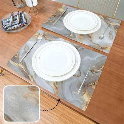 ALAZA White Gold Marble Pattern 1 PC Placemats Rectangle Table Mat for Dining Table Restaurant Kitchen Home Decor, 12" x 18"