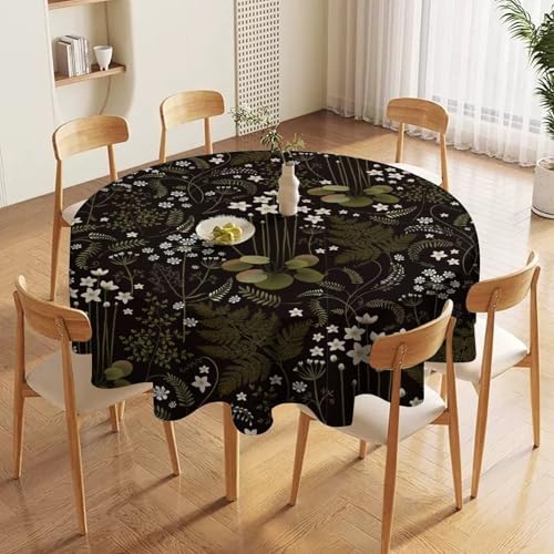 Woodland Field Tablecloth, Rustic Forest Wild Flower Herb Fern Farmhouse Natural Floral Table Cloth for Picnic Party Dining Room Home Decor, 60x60in