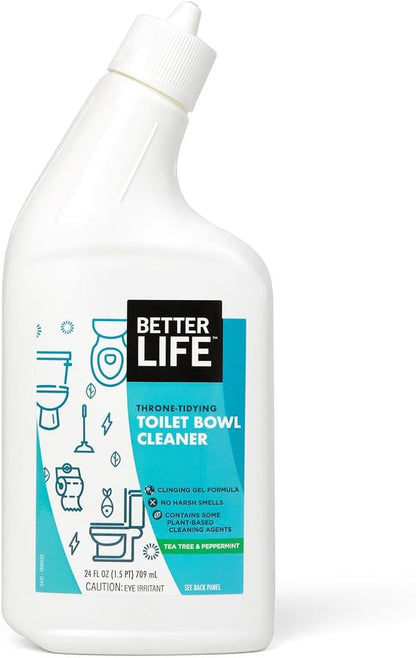 Better Life Toilet Bowl Cleaner - Tea Tree & Peppermint Scent Cleaning Gel - Liquid Bathroom Cleaners for Household - 24oz