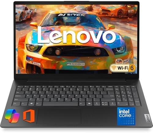 Lenovo 2026 V15 Slim Business Laptop, 15.6" FHD Display, Powerful Intel Quad-Core Processor, 16GB DDR5 RAM, 512GB SSD, Wi-Fi 6, Ethernet(RJ45), HDMI, 8-Hour Battery, Windows 11 Pro, MS 365 for the Web
