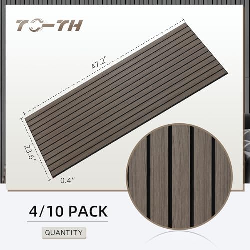 TO-TH 10 Pack Soundproof Panels Wood Look Noise Reducing Wall Panel, walnut