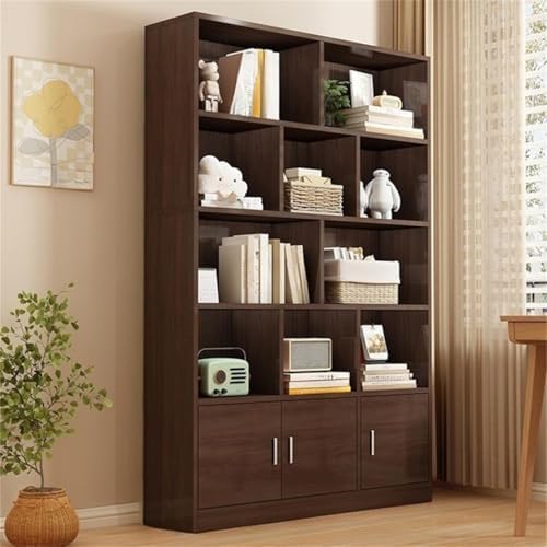 Closed Back Cabinet Wood Standard 9.5'' Wide Bookcase Bookshelf Storage Rack Multi-Layered Storage Shelf Cabinet Display Unit Integrated Against the Wall Black Oak 47.2" L x 9.4" W x 70.9" H