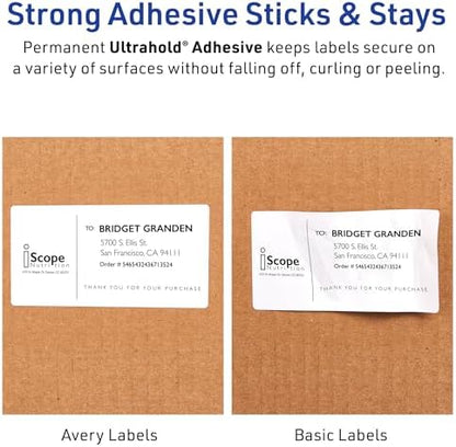 Avery Waterproof Labels with Ultrahold Adhesive, 2" x 4", Case of 500 Labels for Laser Printers (15513)