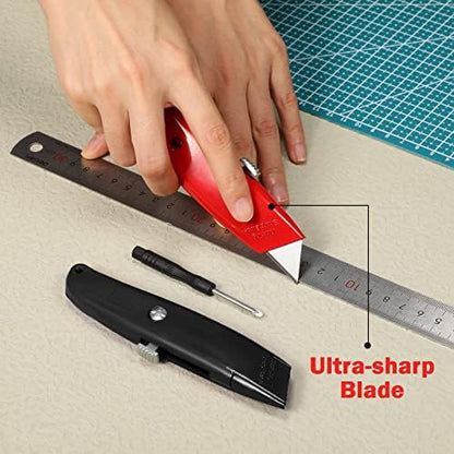 Reginary 30 Pcs Box Cutters Bulk, Utility Knives, Black, Yellow, Red