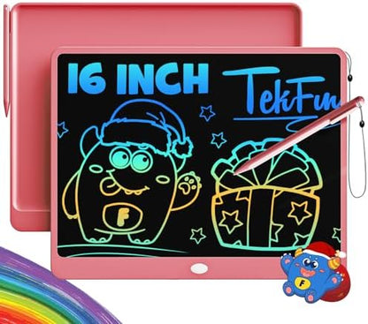 TEKFUN LCD Writing Tablet for Adults, Large Doodle Board, 16 Inch Colorful Drawing Tablet Writing Pad, Toddler Toys for 3 4 5 6 7 8 9 Year Old Girls Boys Teen, Birthday Gifts for Kids (Pink)