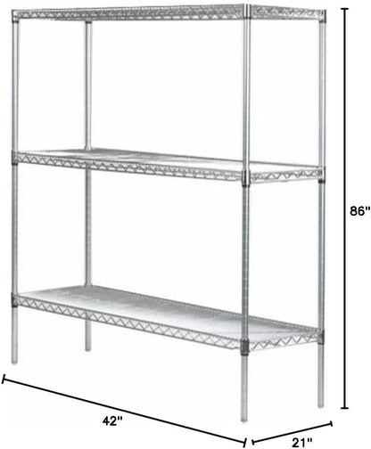 Omega 21" Deep x 42" Wide x 86" High 3 Tier Chrome Starter Shelving Unit
