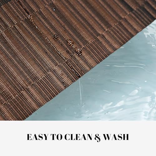Placemats Set of 6 Vinyl/Plastic Woven Place Mats for Kitchen Table Indoor/Outdoor Washable Placemat Wipeable Dining Table Mats (Ombre Brown Black,6)