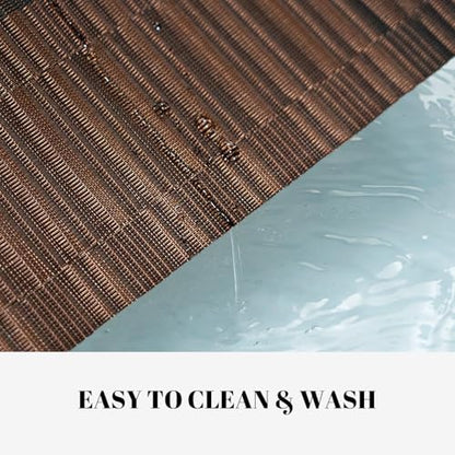 Placemats Set of 6 Vinyl/Plastic Woven Place Mats for Kitchen Table Indoor/Outdoor Washable Placemat Wipeable Dining Table Mats (Ombre Brown Black,6)