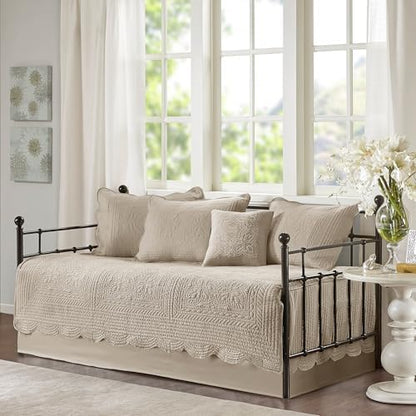 Madison Park Coastal Damask Quilted Daybed Cover Set, 6PC, 39"x75"