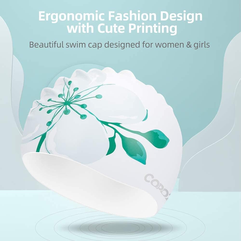 COPOZZ Stylish Silicone Swim Cap for Women – Comfortable, Durable, and Hair-Protecting Design