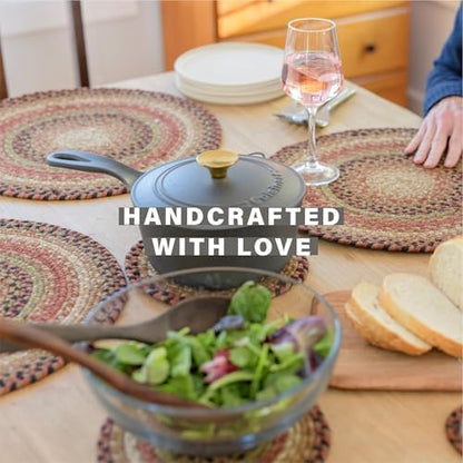Homespice Gingerbread Jute Braided Placemats, Round 15" Set of 2