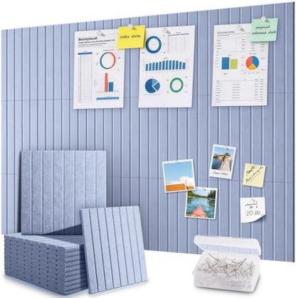 48" x 36" Large Cork Bulletin Board Tiles, Peel and Stick Felt Wall Panels for Vision, Message Center, Picture and Prayer Board for Office, Dorm, Room and Desk Decor(Soft Periwinkle)