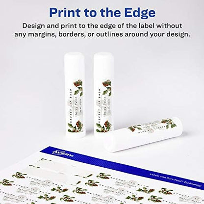 Avery® Matte White Rectangle Labels, Sure Feed® Technology, 0.5" x 1.75", 3,000 Matte White Printable Labels