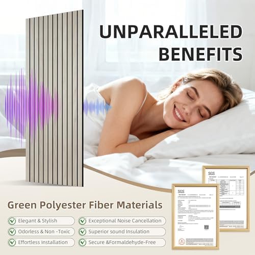 TO-TH Soundproof Wall Panels Wood Grain Acoustic Panel 4 Pack, Natural Oak