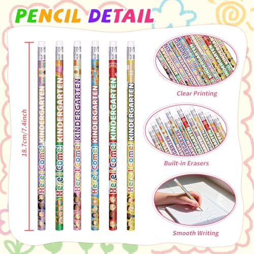 Kindergarten Pencils Colorful Birthday Pencils Fun Inspirational Pencil Back to School Pencil (60)