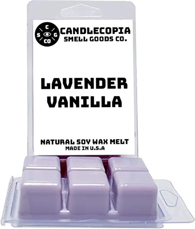 Lavender Vanilla Strongly Scented Hand Poured Vegan Wax Melts, 12 Scented Wax Cubes, 6.4 Ounces in 2 x 6-Packs