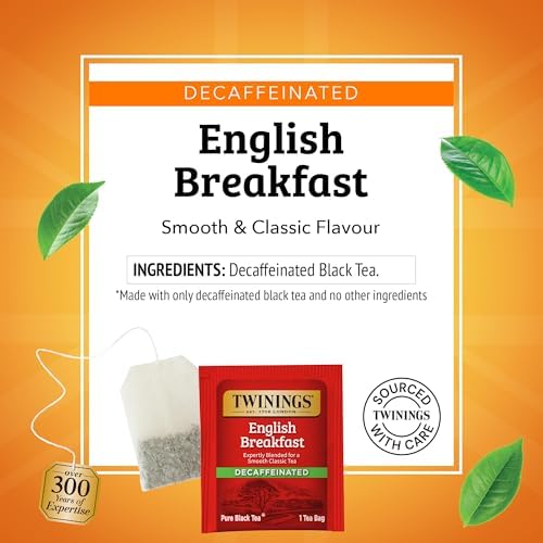 Twinings Decaffeinated English Breakfast Black Tea Bags 25 CT Box (6 Pack)