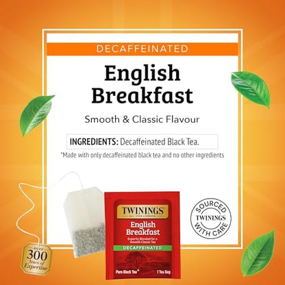 Twinings Decaffeinated English Breakfast Black Tea Bags 25 CT Box (6 Pack)