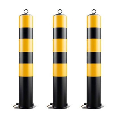Steel Safety Bollard Post, with Lock Bollard Post Removable Security Posts, Parking Bollards, Parking Barriers Concrete, Powder Coat, for Parking Lot, Driveway and Sidewalk(Black (3pcs),50cm/19.7in)