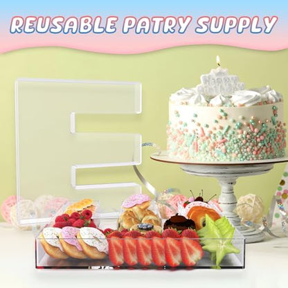 13.8" Extra Large Acrylic Letter Charcuterie Board Box, Reusable Fillable Letter Cake Candy Dish Display Serving Tray for Birthday Anniversary Party Decoration (E)