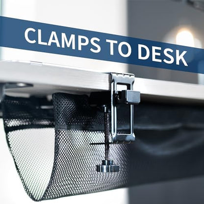 VIVO No Drill Clamp-on 44 inch Mesh Net Under Desk Cable Management Wire Organizer, Adjustable Home Office Standing Desk Cord Storage Sleeve, Black, DESK-AC44MH
